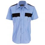TWO-TONE 100% POLYESTER SHIRT W/ HIDDEN ZIPPERS SHORT SLEEVE