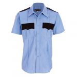 Men’s Two-Tone Polyester/Cotton Short Sleeve Shirt with Hidden Zipper