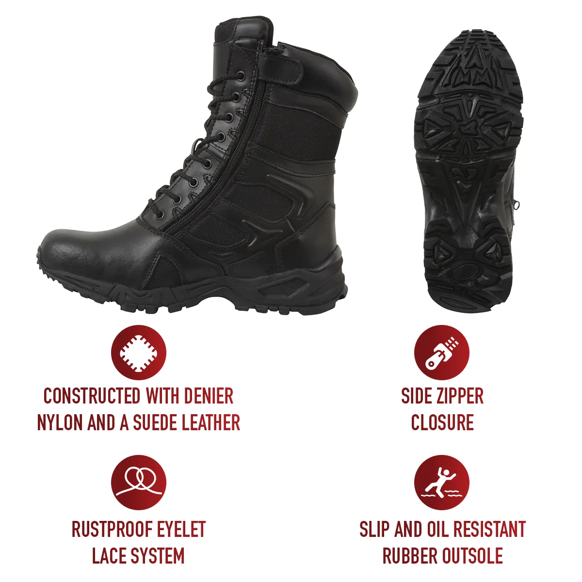 Rothco Forced Entry Deployment Boots With Side Zipper - 8 